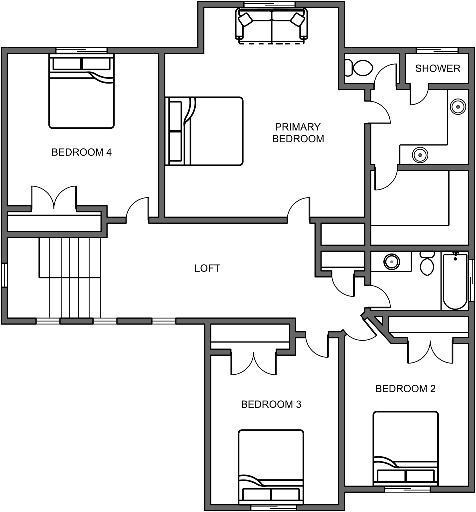 New home floor plan Cambridge upper level by Braemar Construction