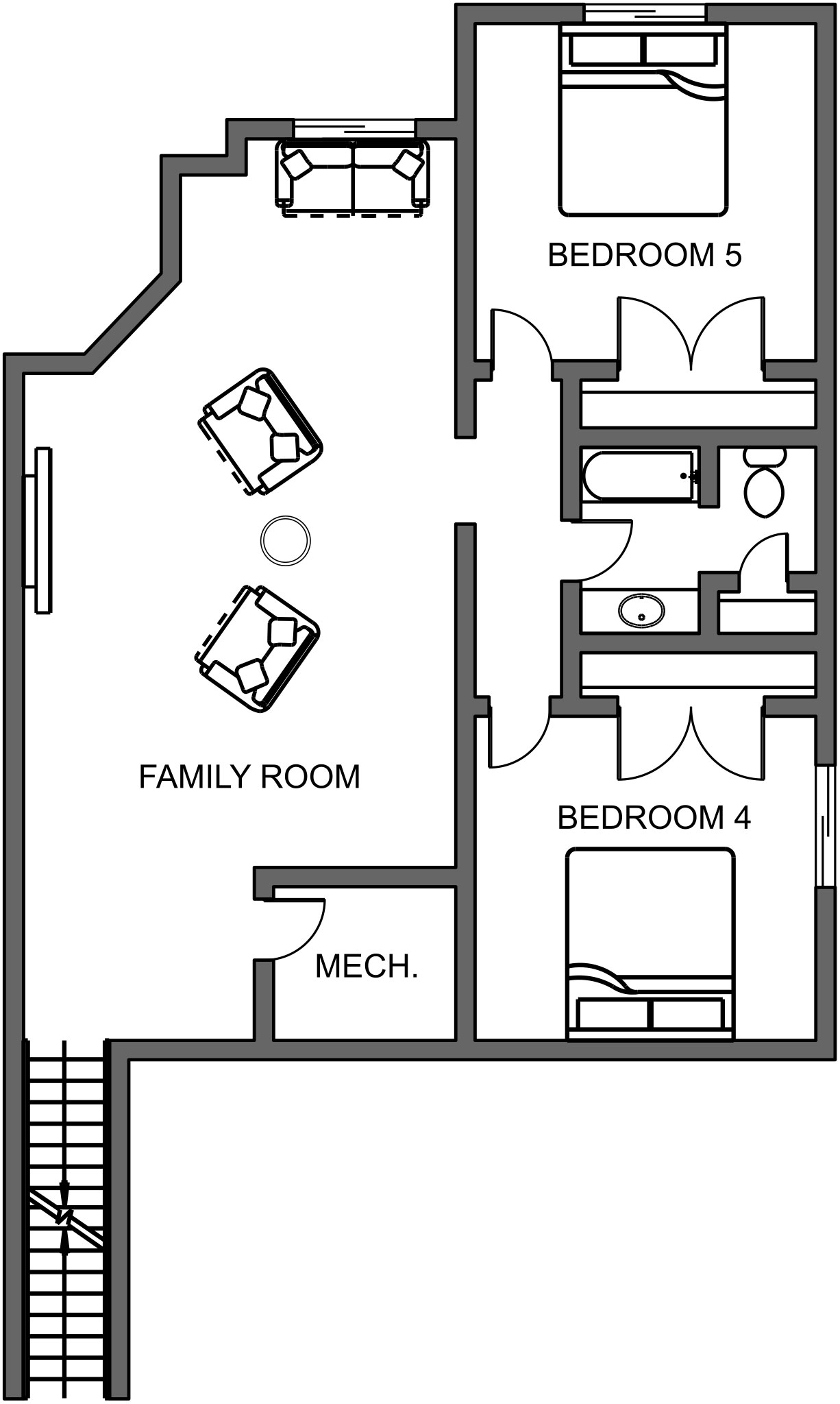 New home floor plan Canyon basement level by Braemar Construction