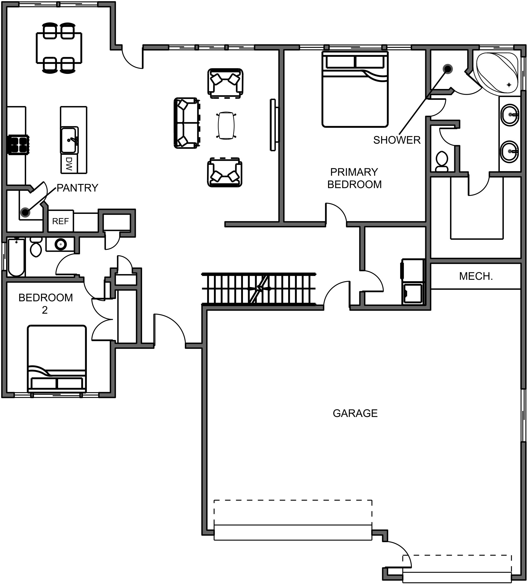 New home floor plan Carlson main level by Braemar Construction