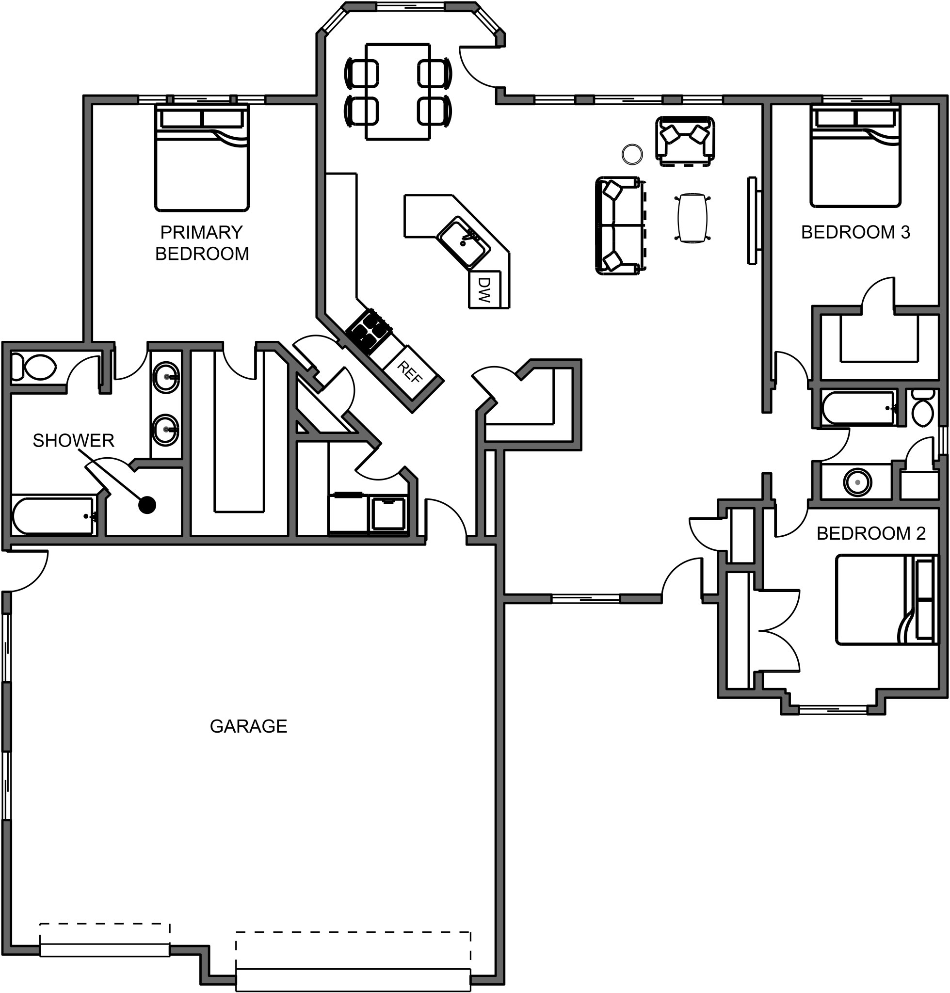 New home floor plan Escalade main level option 1 by Braemar Construction