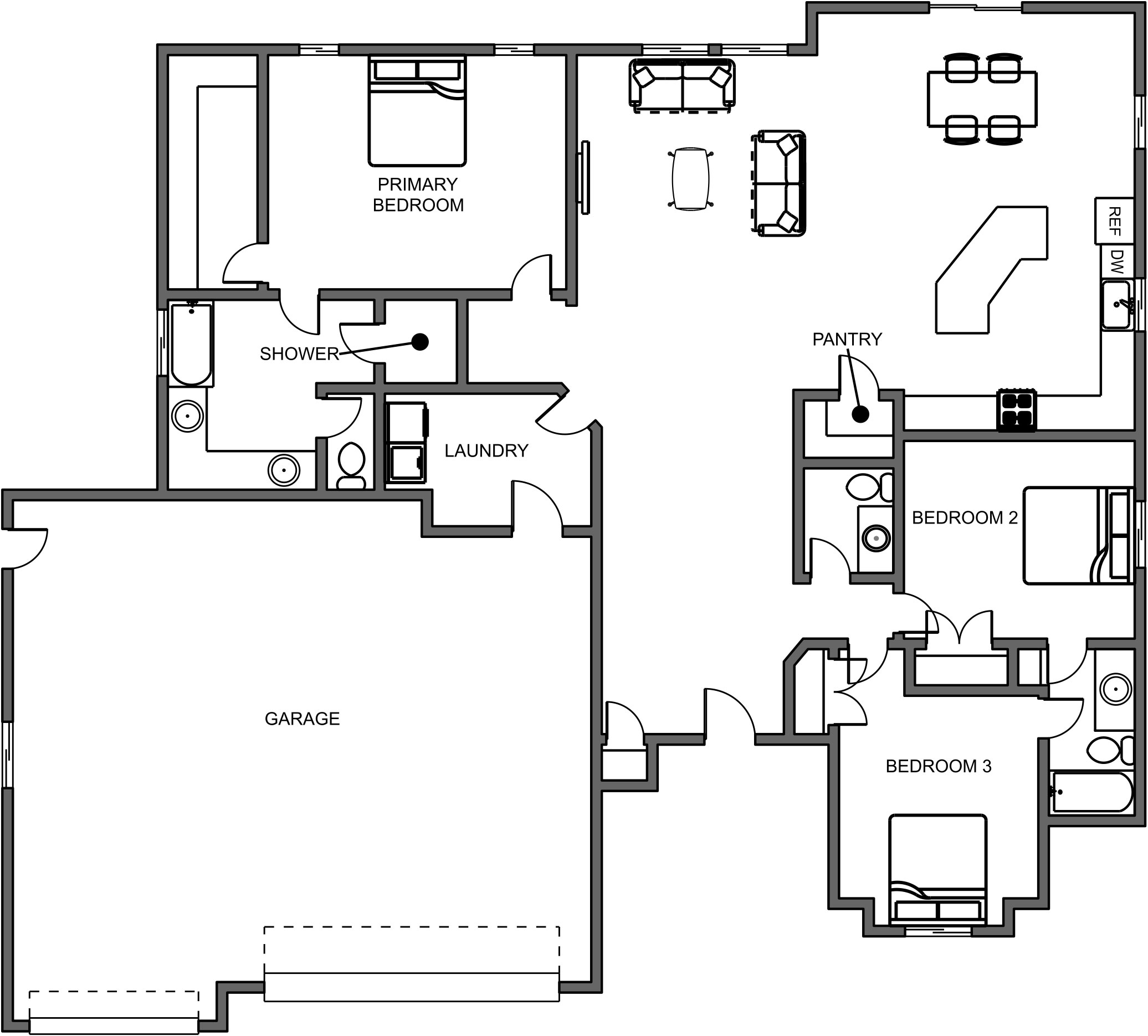 New home floor plan Carlson main level option 1 by Braemar Construction