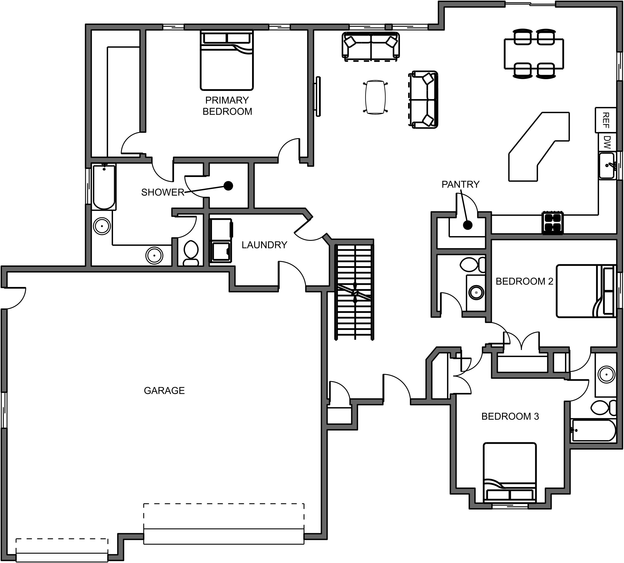 New home floor plan Kingston main level option 2 by Braemar Construction
