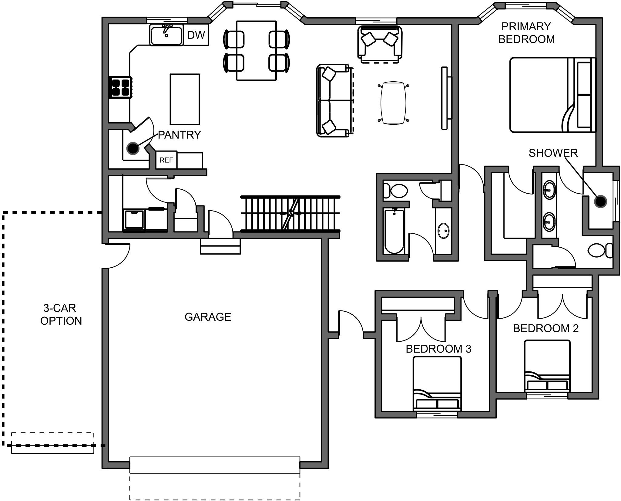 New home floor plan Remington main level by Braemar Construction